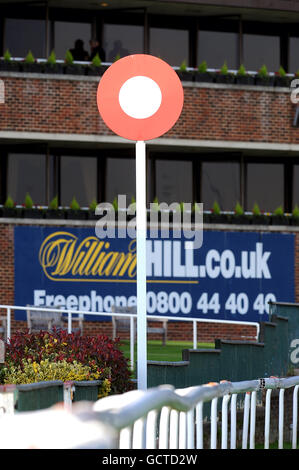 Pferderennen - Weatherbys Jump Meeting - Kempton Park. Der letzte Posten im Kempton Park Stockfoto