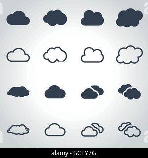 Vektor schwarze Wolke Symbolsatz Stock Vektor
