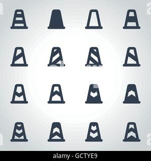 Vektor schwarzen Verkehr Kegel-Icon-set Stock Vektor