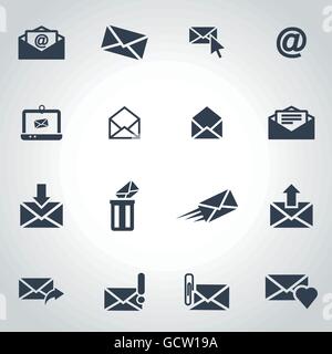 Vector schwarz e-Mail-Icon-set Stock Vektor
