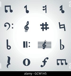 Vektor schwarzen Noten-Icon-set Stock Vektor