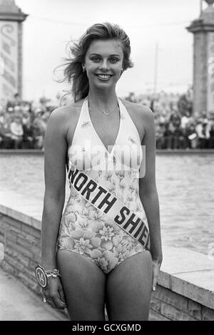 Die hübsche Madeleine Stringer, die 24 Jahre alte Schönheit von North Shields, die im Finale des Wettbewerbs im Tiffany's Ballroom, Blackpool, Lancashire, zur Miss Großbritannien gewählt wurde. Stockfoto