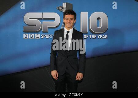 Tom Daley bei der Ankunft für die BBC Sports Personality of the Year Awards 2010 in der LG Arena, Birmingham. Stockfoto