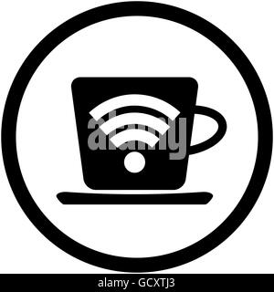 Tasse Kaffee mit Symbol Wifi. WLAN und kostenloses WLAN, Internet-Wifi-Symbol, Vektor-Wifi-Zone zu verbinden, Abbildung WiFi-Signal Stockfoto