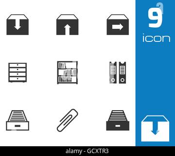 Schwarze Archiv Vektor-Icons set Stock Vektor