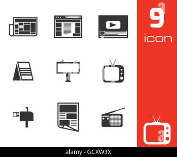 Vektor schwarze Werbung Icons set Stock Vektor