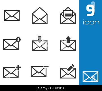 Vektor schwarz e-Mail Icons set Stock Vektor
