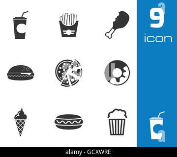 Vektor-schwarze Fast-Food-Icons set Stock Vektor