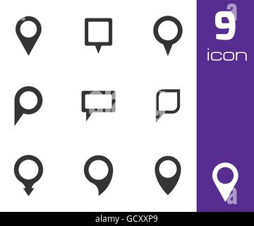 Vektor schwarze Zeiger Kartensymbole festlegen Stock Vektor