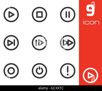Vektor schwarze Tasten Symbole Mediensatz Stock Vektor