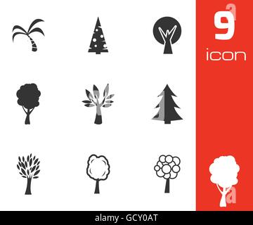 Vektor schwarze Bäume Icons set Stock Vektor