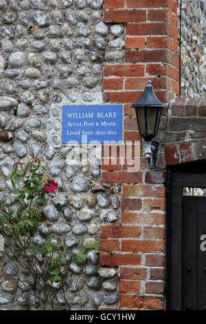 William Blake-Haus in Felpham, wo er zwischen 1800 und 1803 lebte und schrieb die Worte, um die Hymne Jerusalem, West Sussex. Stockfoto