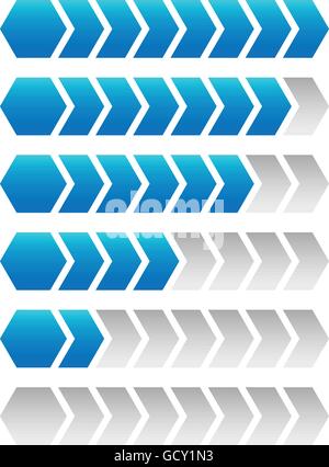 Fortschritt, laden Bars. Geometrische Schritt, Phase Indikatoren, m. Stock Vektor