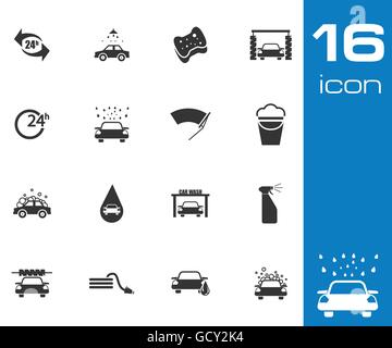 Vektor-schwarze Auto-Waschanlagen-Icons set Stock Vektor