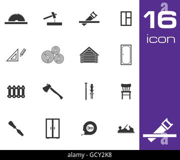Vektor schwarz Zimmerei Icons set Stock Vektor