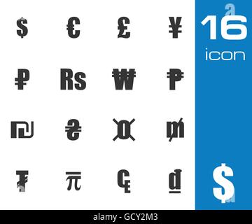 Vektor schwarze Symbole Währungssatz Stock Vektor