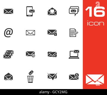 Vektor schwarz e-Mail Icons set Stock Vektor