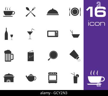 Vector schwarz-Essen-Icon-set Stock Vektor