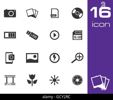 Vector schwarz Foto Icon set Stock Vektor