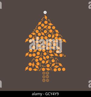 Weihnachtsbaum von Bonbons und Pralinen gemacht Stock Vektor