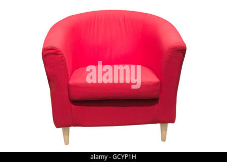 Moderner roter Stuhl isoliert auf weißem Hintergrund (mit Clipping-Pfad) Stockfoto