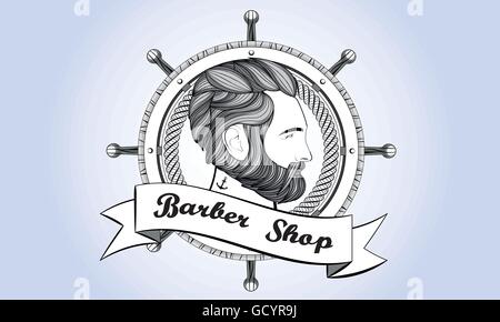 Barber Shop-Logo Mann Bart Vintage retro Stock Vektor