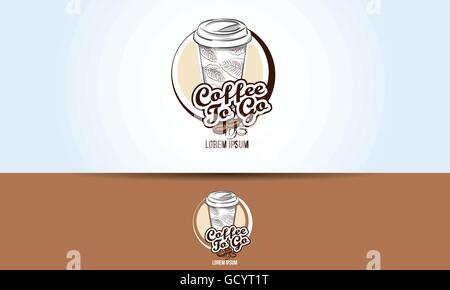 Kaffee zum Mitnehmen Papier Tasse Logo-design Stock Vektor