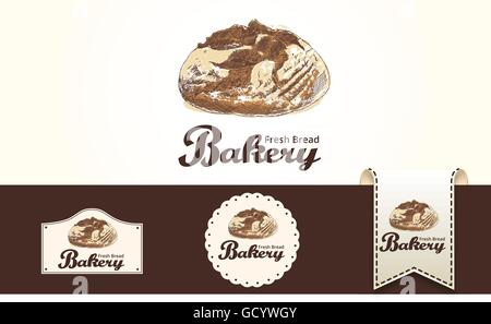 Bäckerei-Konzept mit Hand gezeichnet Brot-Vektor-illustration Stock Vektor