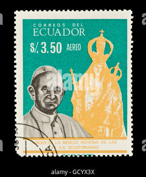 Briefmarke aus Ecuador, die Darstellung von Papst Paul VI. Stockfoto