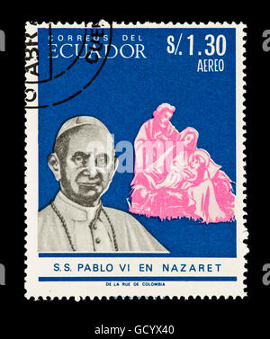 Briefmarke aus Ecuador, die Darstellung von Papst Paul VI. Stockfoto