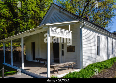 Das original aus Holz Bürogebäude von Jack Daniels auf dem Gelände der Destillerie in Lynchburg, Tennessee verwendet Stockfoto