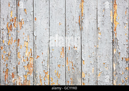 graue Holzbohlen Hintergrund mit Farbe abblättern Stockfoto