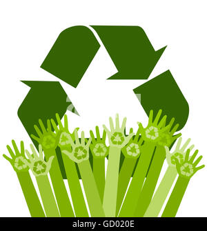 Abstrakte Menschenhand mit recycling-Zeichen. Konzeptionelle Ökologie Stockfoto
