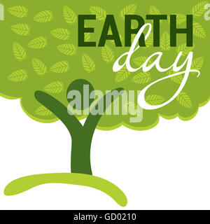 Earth Day Gruß mit abstrakten Baumes als menschliche Figur Stockfoto