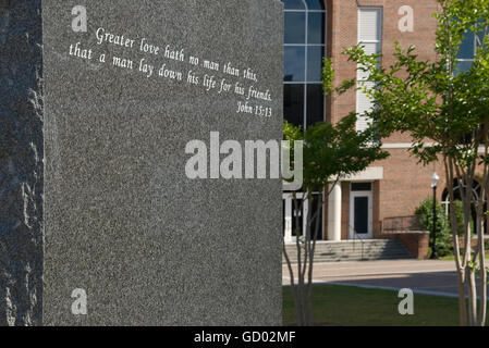 Lancaster County Memorial w/Schrift SC USA Stockfoto