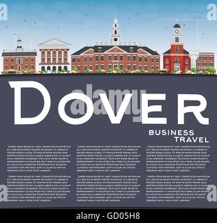 Dover Skyline mit Farbe Gebäuden, blauer Himmel und Textfreiraum. Vektor-Illustration. Geschäftsreisen und Tourismus-Konzept Stock Vektor