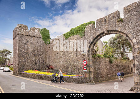 Die mittelalterlichen Stadtmauern von Tenby, Pembrokeshire, Wales, UK Stockfoto