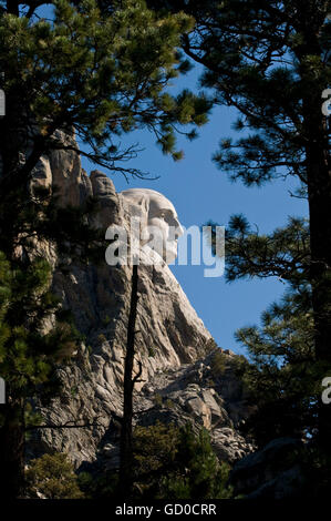 South Dakota.  Black Hills.  Mount Rushmore Nationalmonument. Washingtons Kopf. Stockfoto