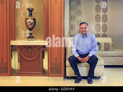 Mumbai, Maharashtra, Indien. 4. Juni 2014. 4. Juni 2014 - Mumbai, Indien:. Natarajan Chandrasekaran, CEO von TATA Consultancy Services (TCS), ist der höchste bezahlte CEO in Indien, in seinem Haus bei Worli Seaface, Mumbai. © Subhash Sharma/ZUMA Draht/Alamy Live-Nachrichten Stockfoto