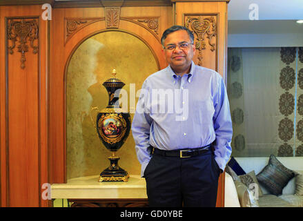 Mumbai, Maharashtra, Indien. 4. Juni 2014. 4. Juni 2014 - Mumbai, Indien:. Natarajan Chandrasekaran, CEO von TATA Consultancy Services (TCS), ist der höchste bezahlte CEO in Indien, in seinem Haus bei Worli Seaface, Mumbai. © Subhash Sharma/ZUMA Draht/Alamy Live-Nachrichten Stockfoto