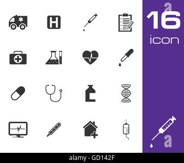 Vektor schwarze medizinische Icon-set Stock Vektor