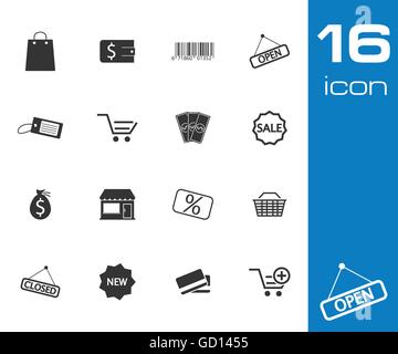 Vektor schwarz Shop Icons set Stock Vektor