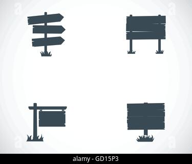 Vektor schwarze alte Holz Schild-set Stock Vektor