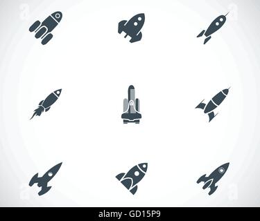 Vektor schwarze Rakete Icons set Stock Vektor