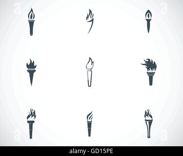 Vektor schwarze Fackel Icons set Stock Vektor