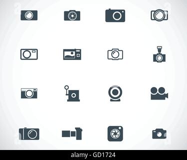 Vektor schwarze Kamera Icons set Stock Vektor