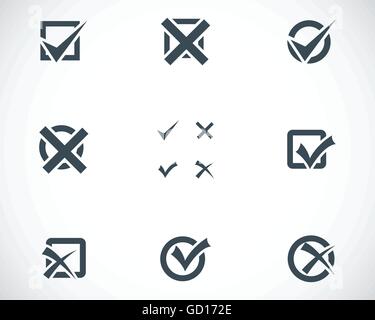 Vektor-Icons schwarzen Häkchen gesetzt Stock Vektor