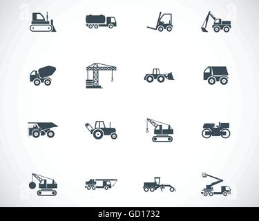 Vektor-schwarz Bau-Transport-Icons set Stock Vektor