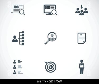 Vektor schwarze Job Suche Symbole festlegen Stock Vektor