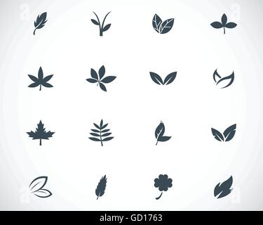 Vektor schwarze Blatt Icons set Stock Vektor
